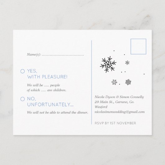 Warm Gezellige Ski Winter Wedding Beanies en wante Briefkaart (Achterkant)