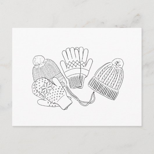 Warm Gezellige Ski Winter Wedding Beanies en wante Briefkaart (Voorkant)