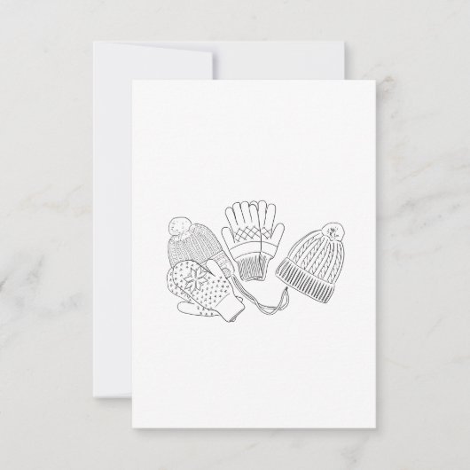 Warm Gezellige Ski Winter Wedding Beanies en wante RSVP Kaartje (Voorkant)