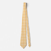 Warm Gingham-patroon in Sinaasappel, perzik en wit Stropdas (Voorkant)