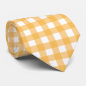 Warm Gingham-patroon in Sinaasappel, perzik en wit Stropdas (Opgerold)
