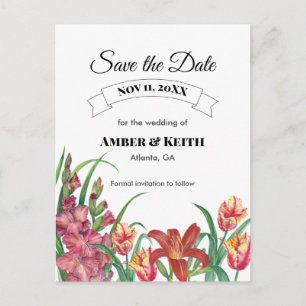 Warm Gladioli Tulip Lily Wedding Save the Date Aankondigingskaart