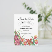 Warm Gladioli Tulip Lily Wedding Save the Date Aankondigingskaart (Staand voorkant)