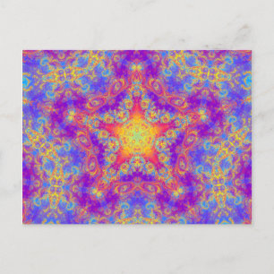 Warm Glow Star Bright Color Swirl Kaleidoscoop Art Briefkaart