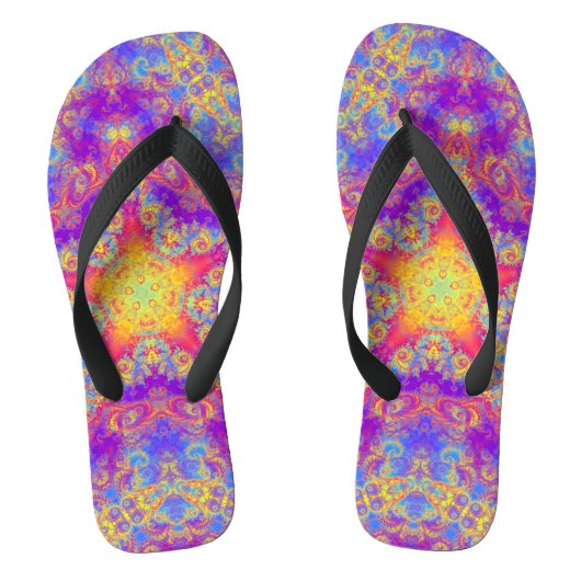 Warm Glow Star Bright Color Swirl Kaleidoscoop Art Teenslippers (Voetbed)
