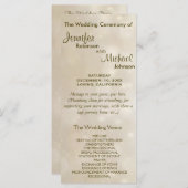 Warm Gold Bokeh Wedding Programma Programmakaart (Voorkant / Achterkant)