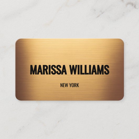 Warm Gold Brushed Metallic Modern Visitekaartje (Voorkant)