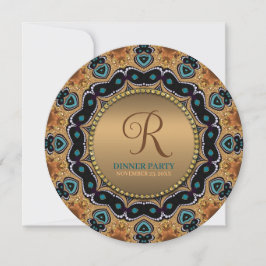 Warm Gold en Blauwgroen Marokkaanse Sparkle Dinner Kaart