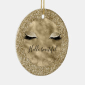 Warm Gold Glam Glitter Glitz Eyelashes Keramisch Ornament (Rechts)