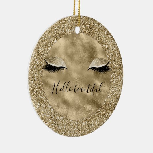 Warm Gold Glam Glitter Glitz Eyelashes Keramisch Ornament (Rechts)