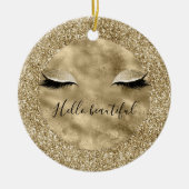 Warm Gold Glam Glitter Glitz Eyelashes Keramisch Ornament (Voorkant)