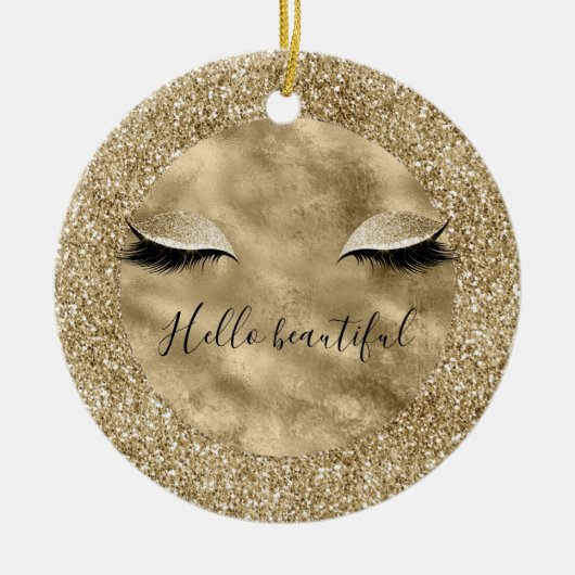 Warm Gold Glam Glitter Glitz Eyelashes Keramisch Ornament (Voorkant)