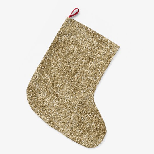 Warm Gold Glam Glitter Glitz Grote Kerstsok (Voorkant (Hangend))