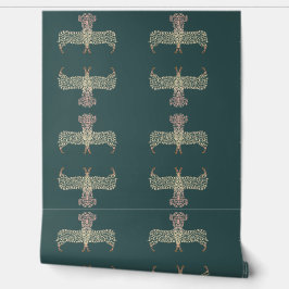 Warm Gold Gradient Paw Print Dog Silhouette Fabric Behang