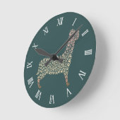 Warm Gold Gradient Paw Print Dog Silhouette Fabric Ronde Klok (Hoek)