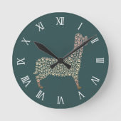 Warm Gold Gradient Paw Print Dog Silhouette Fabric Ronde Klok (Voorkant)