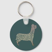 Warm Gold Gradient Paw Print Dog Silhouette Fabric Sleutelhanger (Voorkant)