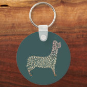 Warm Gold Gradient Paw Print Dog Silhouette Fabric Sleutelhanger (Voorkant)