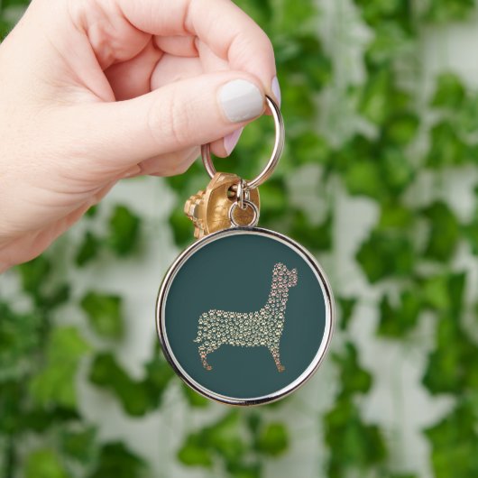 Warm Gold Gradient Paw Print Dog Silhouette Fabric Sleutelhanger (Hand)