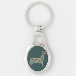 Warm Gold Gradient Paw Print Dog Silhouette Fabric Sleutelhanger