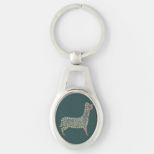 Warm Gold Gradient Paw Print Dog Silhouette Fabric Sleutelhanger (Voorkant)