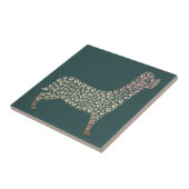 Warm Gold Gradient Paw Print Dog Silhouette Fabric Tegeltje (Zijkant)