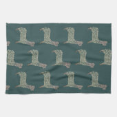 Warm Gold Gradient Paw Print Dog Silhouette Fabric Theedoek (Horizontaal)