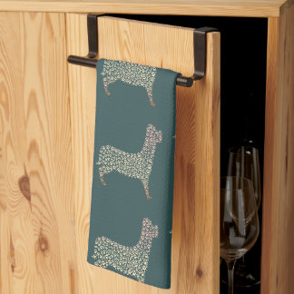 Warm Gold Gradient Paw Print Dog Silhouette Fabric Theedoek
