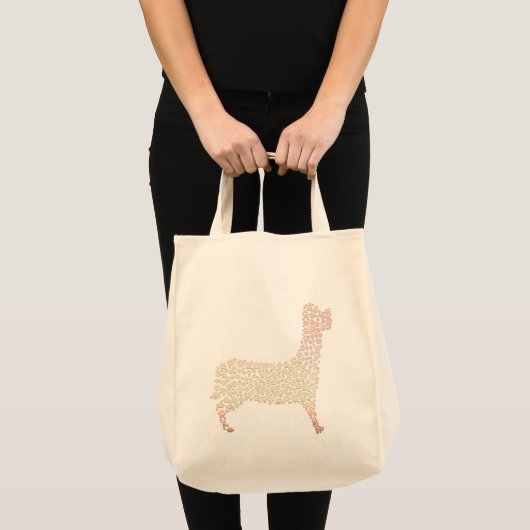 Warm Gold Gradient Paw Print Dog Silhouette Fabric Tote Bag (Voorkant (product))