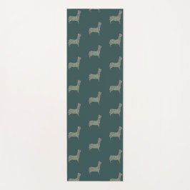 Warm Gold Gradient Paw Print Dog Silhouette Fabric Yogamat