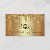 Warm Gold Makeup Artist Lash Drip Logo Visitekaartje (Voorkant)