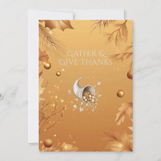 Warm Gold Thanksgiving met Cornucopia & Herfst Kaart (Voorkant)