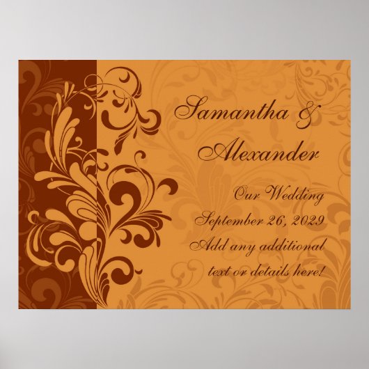 Warm Golden Autumn Swirl Poster (Voorkant)