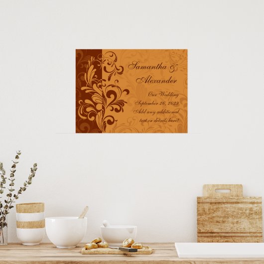 Warm Golden Autumn Swirl Poster (Keuken)