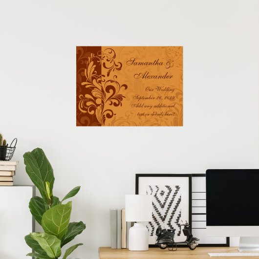 Warm Golden Autumn Swirl Poster (Thuiskantoor)