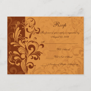 Warm Golden Autumn Swirl RSVP Reply Briefkaart