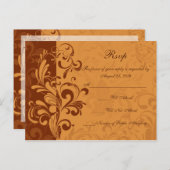 Warm Golden Autumn Swirl RSVP Reply Briefkaart (Voorkant / Achterkant)