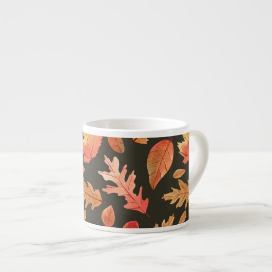 Warm Golden Fall Leaves Thanksgiving Season Espresso Kop (Voorkant rechts)