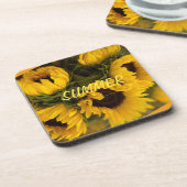 Warm Golden Sunflower Custom Bier Onderzetter (Linkerzijde)