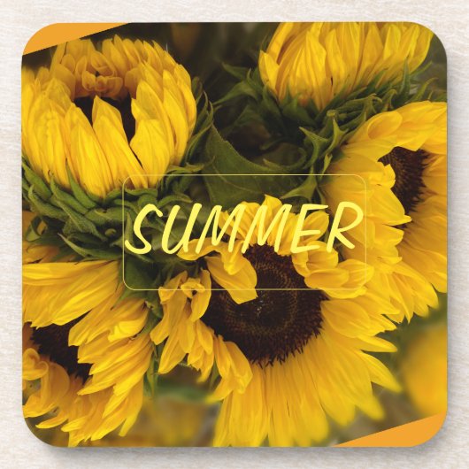 Warm Golden Sunflower Custom Bier Onderzetter (Voorkant)