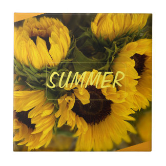 Warm Golden Sunflower Custom Tegeltje