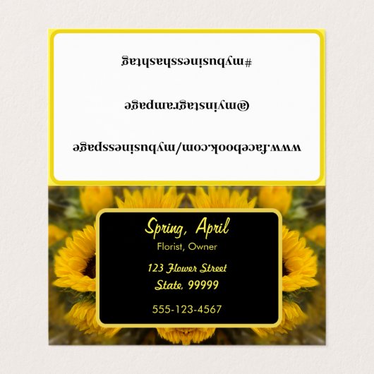 Warm Golden Sunflower Custom Visitekaartje (Buitenkant ongevouwen)