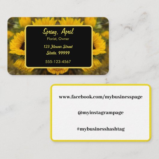 Warm Golden Sunflower Custom Visitekaartje (Voorkant / Achterkant)