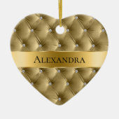 Warm Goud Luxe faux Velvet Kerstmis Keramisch Ornament (Voorkant)