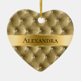 Warm Goud Luxe faux Velvet Kerstmis Keramisch Ornament