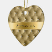 Warm Goud Luxe faux Velvet Kerstmis Keramisch Ornament (Links)