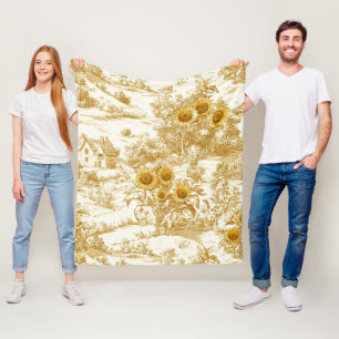 Warm Gouden Boerderij Zonnebloem Toile Patroon Fleece Deken