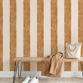 Warm Gouden Oker Beige Grote Streep Scandinavisch Behang