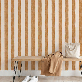 Warm Gouden Oker Beige Streep Boho Scandinavisch Behang