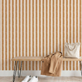 Warm Gouden Oker Beige Streep Boho Scandinavisch Behang